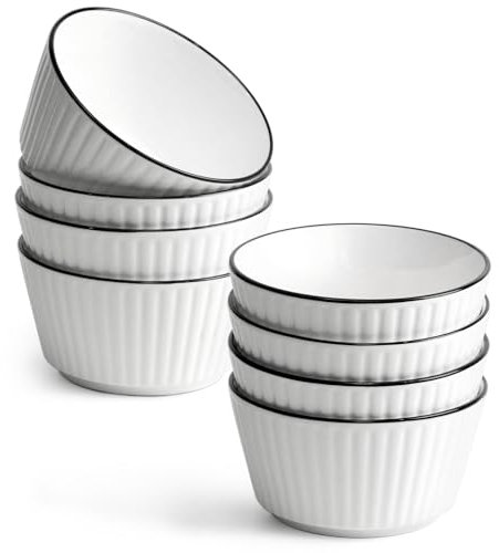 NUTRIUPS 4.5'' Ensemble de 8 Petits Bols en Céramique, 350 ml Bols à Dessert, Bols en Porcelaine
