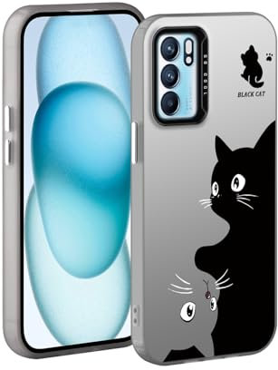 YUXING Cover per Oppo Reno 6 5G / Reno6 5G - Custodia Telefono Cellulare Sottile Antiurto Motivo Artistico Moda Protezione Bumper Slim Case (Cat)
