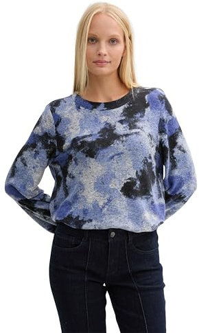 Tom Tailor Damen Longsleeve mit Ballonärmeln, 37088 - Cloudy Blue Gradient Design, XXL