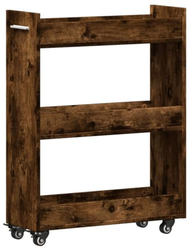 vidaXL Schrank mit Rollen Räuchereiche 60x22x79 cm Holzwerkstoff
