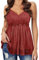 WIEIYM Damen Glitzer Oberteil Sexy V-Ausschnitt Ärmellose Verstellbare Trägertop Tank Tops Rüschen Gestufter Saum Shirt Cocktail Vest Festliche Pailletten Party Rave Outfit Bluse,Rot Hochrot,XL