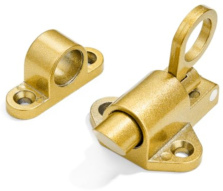 INIRET Selbstschließende Riegel, goldfarbenes Feder-Türschloss, widerstandsfähiger Bolzenriegel, Aluminiumlegierung, automatische Federverriegelung mit Schrauben, verwendet für Holztüren, Holzfenster