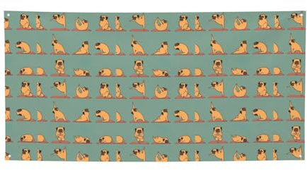 BREAUX Banner mit Yoga-Mops-Druck, personalisiertes Banner, Abschlussfeier, Geburtstag, Hochzeit