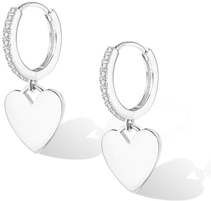 ASH'S CHOICE Silber 925 Ohrringe - Creolen mit Herz Anhänger, Damen