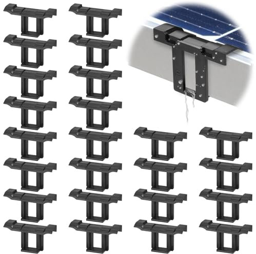 Starvortex 24Pc Drenaje Placa Solar, Clips de Drenaje de Agua Para Paneles Solares, Negro Clips de Limpieza para Panel Fotovoltaico, Clips de Drenaje Agua para Panel Solar for Panel Solar 12v (30mm)