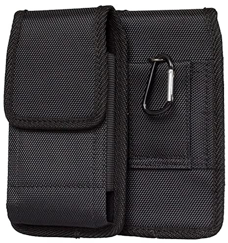 AQ Mobile Gürteltasche für Apple iPhone 16 / 16e / 16 Pro – Robustes Nylon Holster (Vertikal & Horizontal) mit Gürtelschlaufe & Klettverschluss – Schwarz