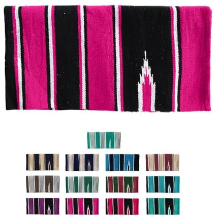 NETPROSHOP Navajo Westerndecke Baumwolle Sattelunterlage Satteldecke, Farbe:Pink/Schwarz