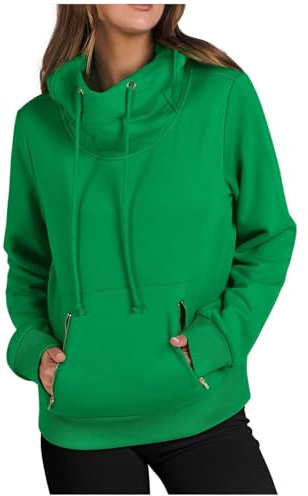 Felpa con Cappuccio Basic da Donna Autunno Inverno Manica Lunga Collo ad Anello Felpa con Cappuccio Vestito Felpa da Donna 2025, O-644 Verde Lime, M