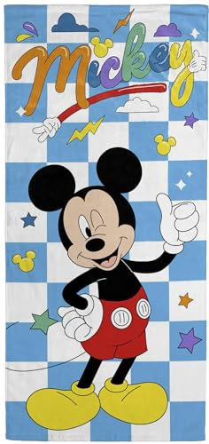 Disney Mickey Mouse - Toalla de playa para baño, piscina, niños, súper suave y absorbente, 100% algodón, mide 28 x 58 pulgadas