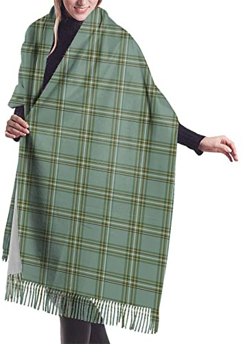 FJQWKLF Clan Kelly Tartan Damen-Schal, langer Schal, Graham-Clan-Tartan, Kaschmir-Haptik, Schal, Wickeltuch, warmer Winterschal, 196,5 x 68,6 cm
