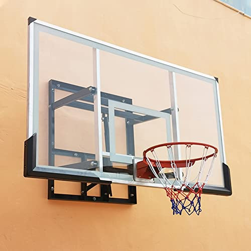 LTFCFZQ Basketball-Rückwände, Basketballkorb für Erwachsene zur Wandmontage im Freien, robuster Basketballring und -Netz, manuell höhenverstellbar von 2,4 bis 3 m, einfach zu montieren