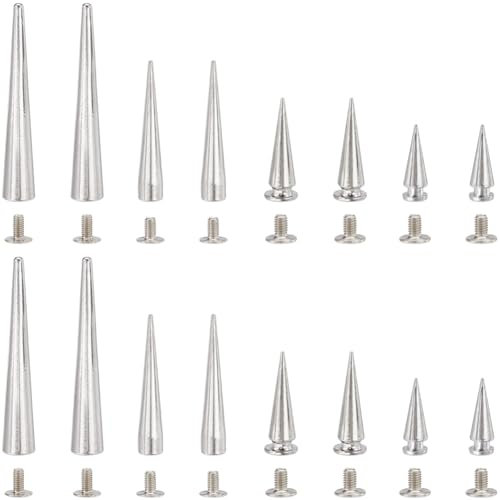 GORGECRAFT 40 Set 4 Größen 20 54mm Kegelförmige Punk Spike Nieten Silberne Metall Baumnieten Große Schraubnieten Aus Legierung Zum Aufschrauben Kegelförmige Kupfernieten Für Heimwerkerarbeiten Kleidu