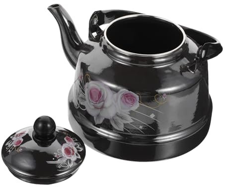 PRETYZOOM Wasserkocher aus Emaille Glaswaren Enten-Teekessel Maschine Teekessel schwarz Kontrolle retro wasserkocher entkalker kettle wassertopf Wasser kochender Topf Haushaltsteekanne Black