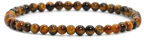 LAKADA Bracelet en véritable pierre précieuse avec perles rondes de 4 mm - Différentes longueurs - Bracelet porte-bonheur talisman cadeau