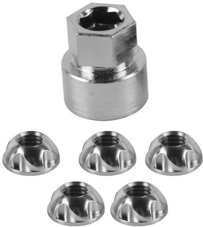 Nicear 5+1 Edelstahl-Diebstahlsicherungsmutter, Diebstahlsicherung, Mutternverriegelung, Diebstahlsicherung, passende Schraube, 5 Muttern, 1 Verriegelung, M8