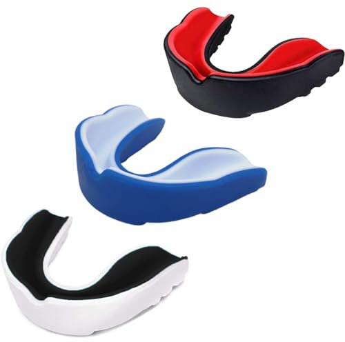 KEQAR Lot de 3 Protège-Dents Sport Premium, Adapté aux Bagues, pour Le Rugby, MMA, Hockey, Judo, Karate, Les Arts Martiaux, la Boxe