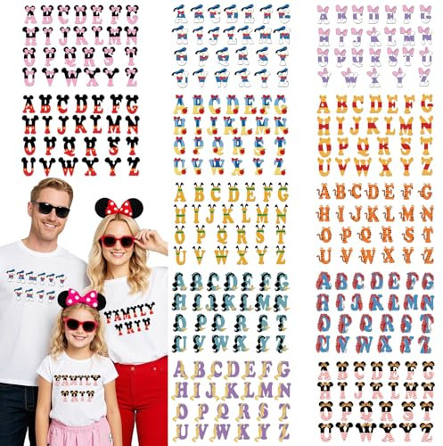 RiVolTa Mouse Iron on Transfers - 12 Sheets Cute Mice Alphabet DTF Ready to Press T Shirts Cartoon Letters Heat Stickers Patches Vinyl Decals for Appliques Clothes Hoodies Bag Decorations DIY Crafts