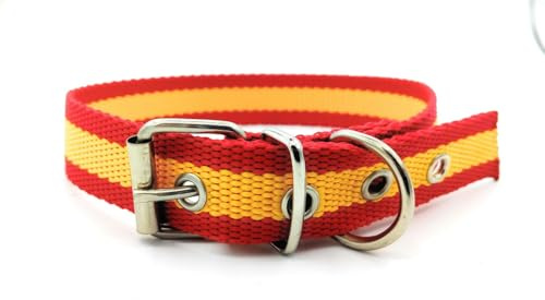 Collar para Perro con Diseño Bandera España, Nylon, 30 cm x 2 cm, Rojo y Amarillo