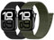 PIOWNN 2 Nylon Cinturini Compatibile con Cinturino Apple Watch 44 mm 45 mm 42 mm 46 mm 49 mm, Sport Loop Bracciale Tessuto Uomo Donna per iWatch Series 10 9 8 7 6 5 4 3 SE Ultra, Nero Verde Militare