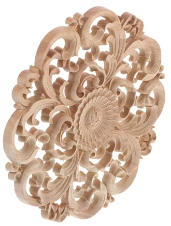 OFFIGAM Decorativo de Madera Redondo Varios estilos Material Natural Diseño Vintage Delicado para Pared y Muebles Adecuado para Manualidades y Embellecimiento