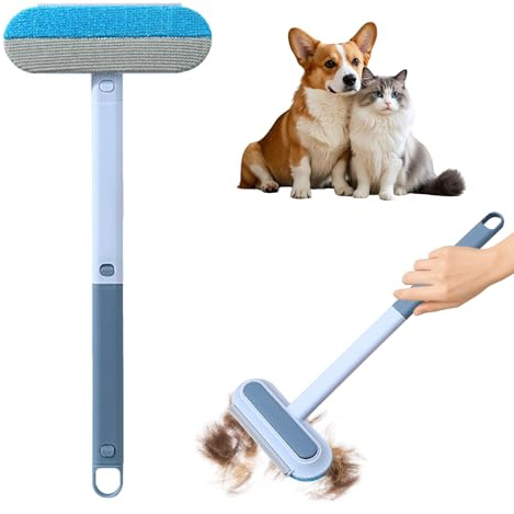 CUVZORA Rimozione peli di animali domestici 3 in 1 Pet Hair Remover, Multifunzione Rimozione peli di animali con manico lungo, con spazzola piccola per divano, lenzuola, tappeti, vestiti