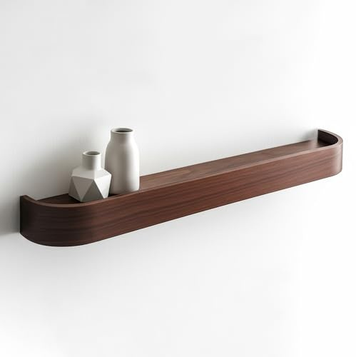 MATERIUM® „ARC“ Wandregal Holz – Schweberegal mit Echtholz-Furnier – Minimalistisch & funktional – 58 cm Floating Shelves, Ablage für Wohnzimmer, Küche, Flur, Bad und Co. (Walnuss 1x)
