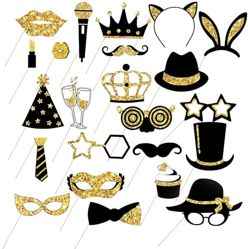 Fotobox Accessoires Hochzeit, Foto Requisiten Hochzeit Fotoautomat Requisiten, Fotoboxzubehör Mode Dekorationen, für Karneval Party Zubehör Halloween Weihnachten Party Deko