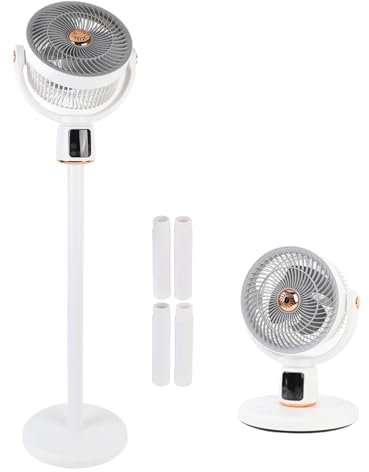 LICAEVEY Oszillierende Sockelventilatoren, 360 ° Luftzirkulator, Tragbarer Faltbarer Bodenventilator für Schlafzimmer, 3 in 1 Sockel und Tischlüfter mit Fernbedienung, 12 -Stunden