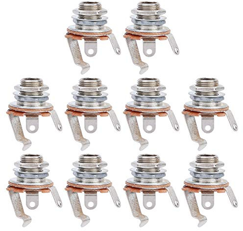 aqxreight 10pcs 6,35 Mm Mono Panel Mount für E -Gitarren- und Bass Instrumentenzubehör