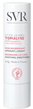 SVR TOPIALYSE Lips – Beruhigender, pflegender Balsam für dehydrierte trockene Lippen, 99,9% Inhaltsstoffe natürlichen Ursprungs, 4 g (Rizinusöl)
