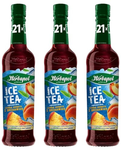 Herbapol Eistee Pfirsich Sirup 3x 420ml - Ice Tea Getränkesirup für Wasser