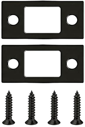 PureSphere 2 Pack Door Strike Plates, 57x25.5mm 201 Stainless Steel Deadbolt Latch Plates for Door Frame Jamb, Matte Black for Home Office Door Repair