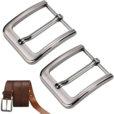 CALLYSONIC Gürtelschnalle Herren, 40 mm Einzelne Zinken Quadratische Gürtelschnallen, Silber Metall Belt Buckle, Ersatz Gürtelschnalle für Männer Frauen Gürtel