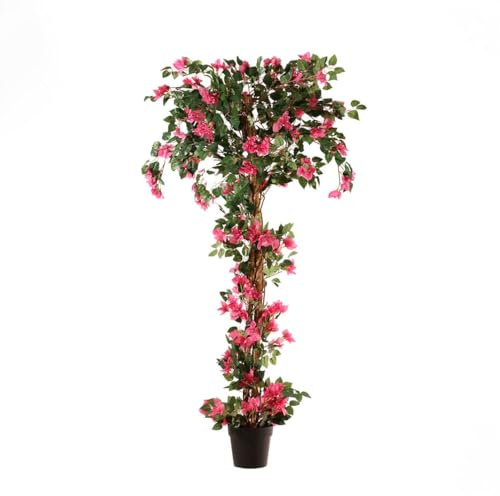 naturing monde Planta Artificial Buganvilla Trenzada 185 cm | Planta Artificial Grande con Tronco Natural Realista en Maceta | Planta Decorativa Alta para Interior, Salón, Oficina y Recibidor