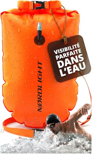 Nordlight Simboj - Dry Bag Simhjälp Vuxna | Vattentät Väska, Uppblåsbar Vattenresistent Påse - Boj för Simning Triathlon Våtpåse Packpåse Säkerhetsboj