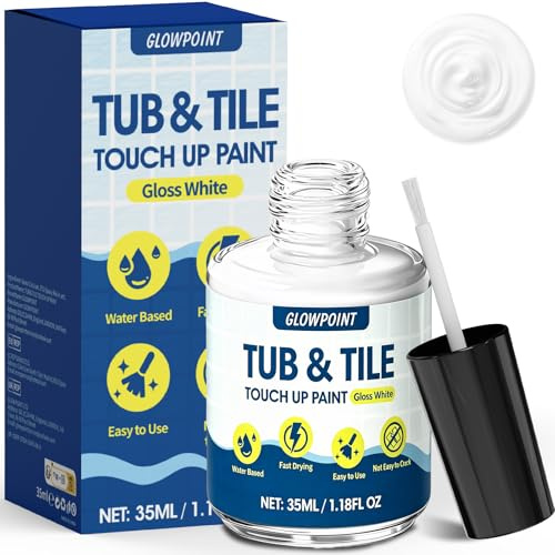 Enamel Touch Up Paint, 35ml Gloss White Touch Up Paint for Porcelain | Repair Scratches, Cracks and Spots on Tile, Porcelain Repair Kit for Bathtub, Sinks, Enamel and Toilets