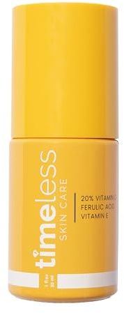 Timeless Skin Care Vitamin C Serum with Vitamin E & Ferulic Acid - Brightening Serum - for Oily & Dry Skin - Fragrance-Free - 1 oz