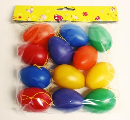 12 bunte Ostereier Osterdekoration aus Kunststoff, ca. 6 cm NEU im Beutel