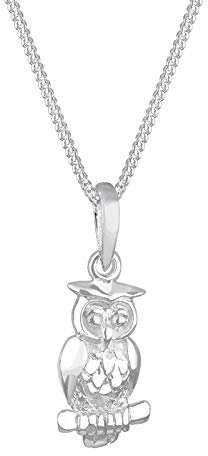 Elli Halskette Silber 925 Eule Kette Damen Schmuck Geschenke für Frauen Mädchen Mama Freundin, Uhu Silberkette Länge 45 cm