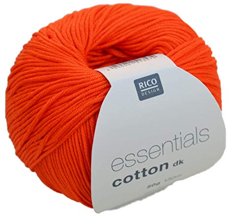 Rico Design Essentials Double Knitted Yarn, 100 Percent Cotton, Pumpkin