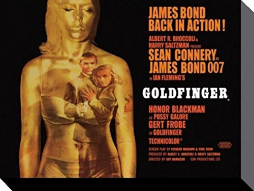 1art1 James Bond 007 Poster Goldfinger, Goldbedecktes Bondgirl Bilder Leinwand-Bild Auf Keilrahmen | XXL-Wandbild Poster Kunstdruck Als Leinwandbild 80x60 cm