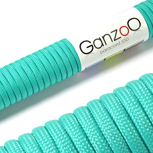 Ganzoo Paracord 550 Seil Türkis 4mm Schnur Typ 3, Nylon & Polyester, ideal für Basteln von Hundeleine Halsband Armband/Camping Survival und Outdoor 15 Meter Allzweckseil 7 Innenstränge