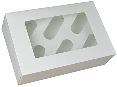 25 x White Cupcake Boxes - 6 Holes