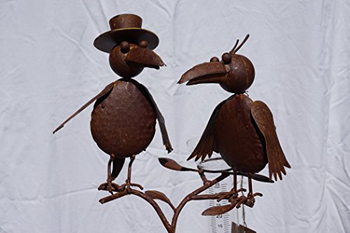 Regenmesser Vogelpaar Metall Gartendekoration Gartenstecker Vogelhochzeit