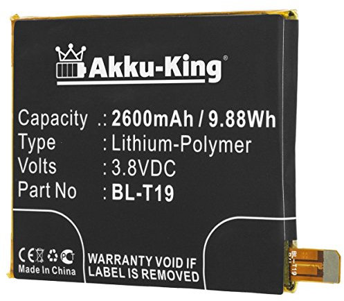 Akku-King Akku kompatibel mit LG BL-T19 - Li-Polymer 2600mAh - für Google Nexus 5X, LG Bullhead, H790, H791, H791F, H798