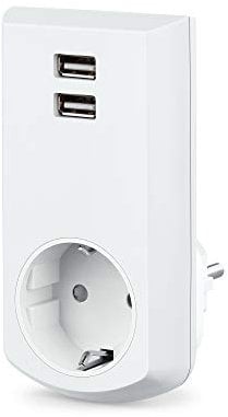 conecto CC50248 Schutzkontakt (Schuko) -Steckdose mit 2 USB Anschlüssen (2,1A/5V), Weiß