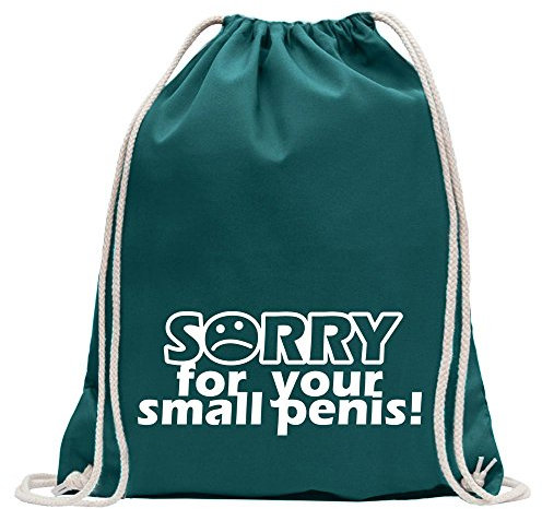 Kiwistar - Turnbeutel - petrol - Sorry for your small penis - Fun Rucksack Sport Beutel Gymsack Baumwolle mit Ziehgurt