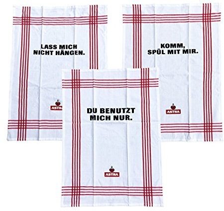 ASTRA Geschirrtücher 3er Set, Küchentücher als Geschenkidee für Männer & Frauen, Küchenhelfer mit witzigen Sprüchen für St. Pauli Fans aus 100% Baumwolle, 70 x 50 cm