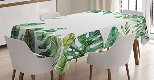 ABAKUHAUS Pflanze Tischdecke, Jungle Themed Bild, Personalisierter Druck mit Klaren Farben Waschbar Wasserfest kein Verblassen, 140 x 200 cm, Farngrün