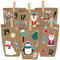 Papierdrachen Adventskalender zum Befüllen - Weihnachtstiere zum Aufkleben - mit 24 braunen Papiertüten und tollen Stickern für Kinder - Weihnachten